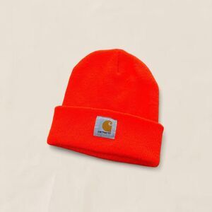 Carhartt neon orange toboggan knit beanie hat|  gorpcore granola